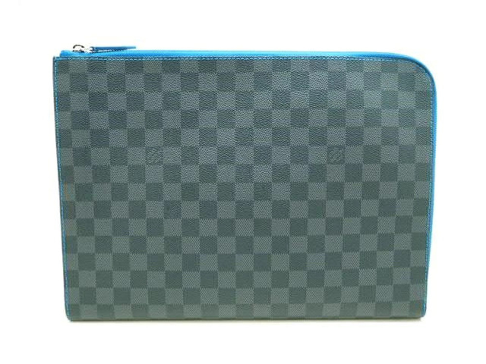 LOUIS VUITTON Clutch Bag Pochette Jour Damier Graphite Black Blue
